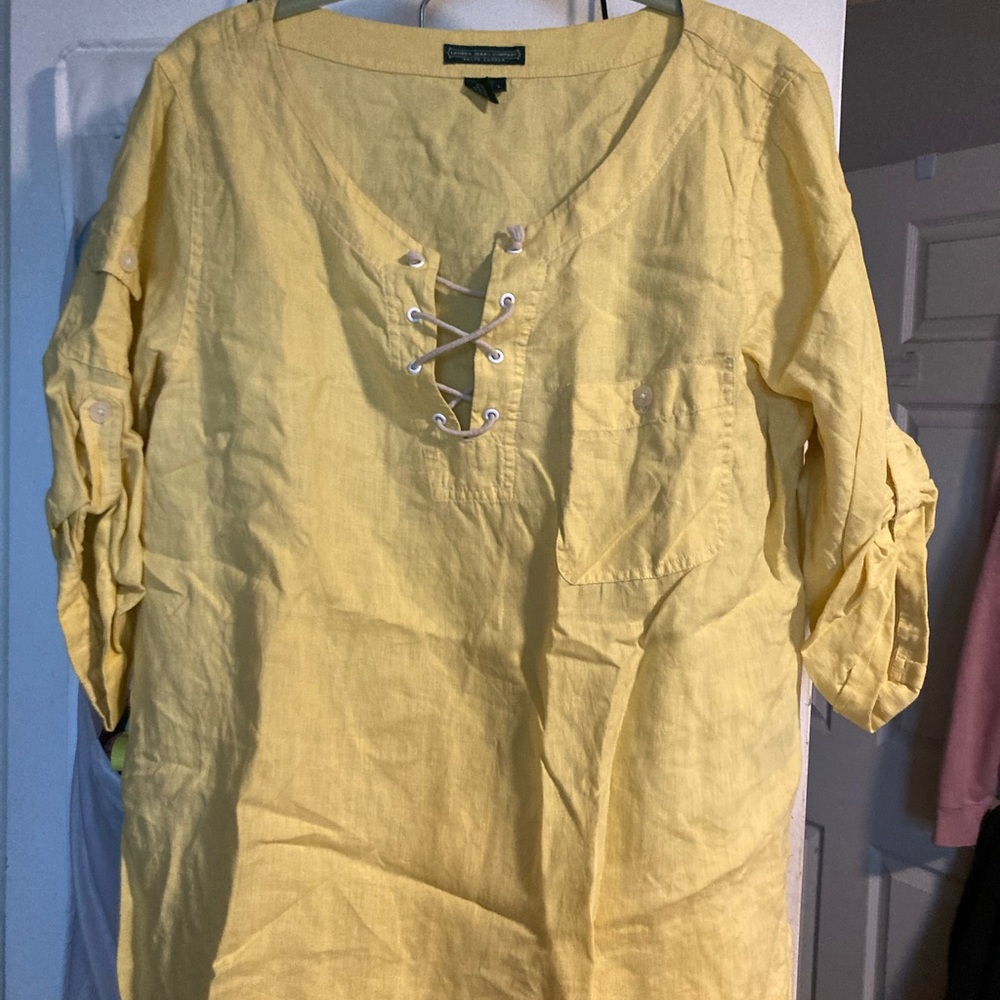 Lauren Jeans Company, Large, 100% Linen never worn, yellow